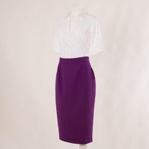 Vintage Byblos Purple Wool Pencil Skirt Size US 6